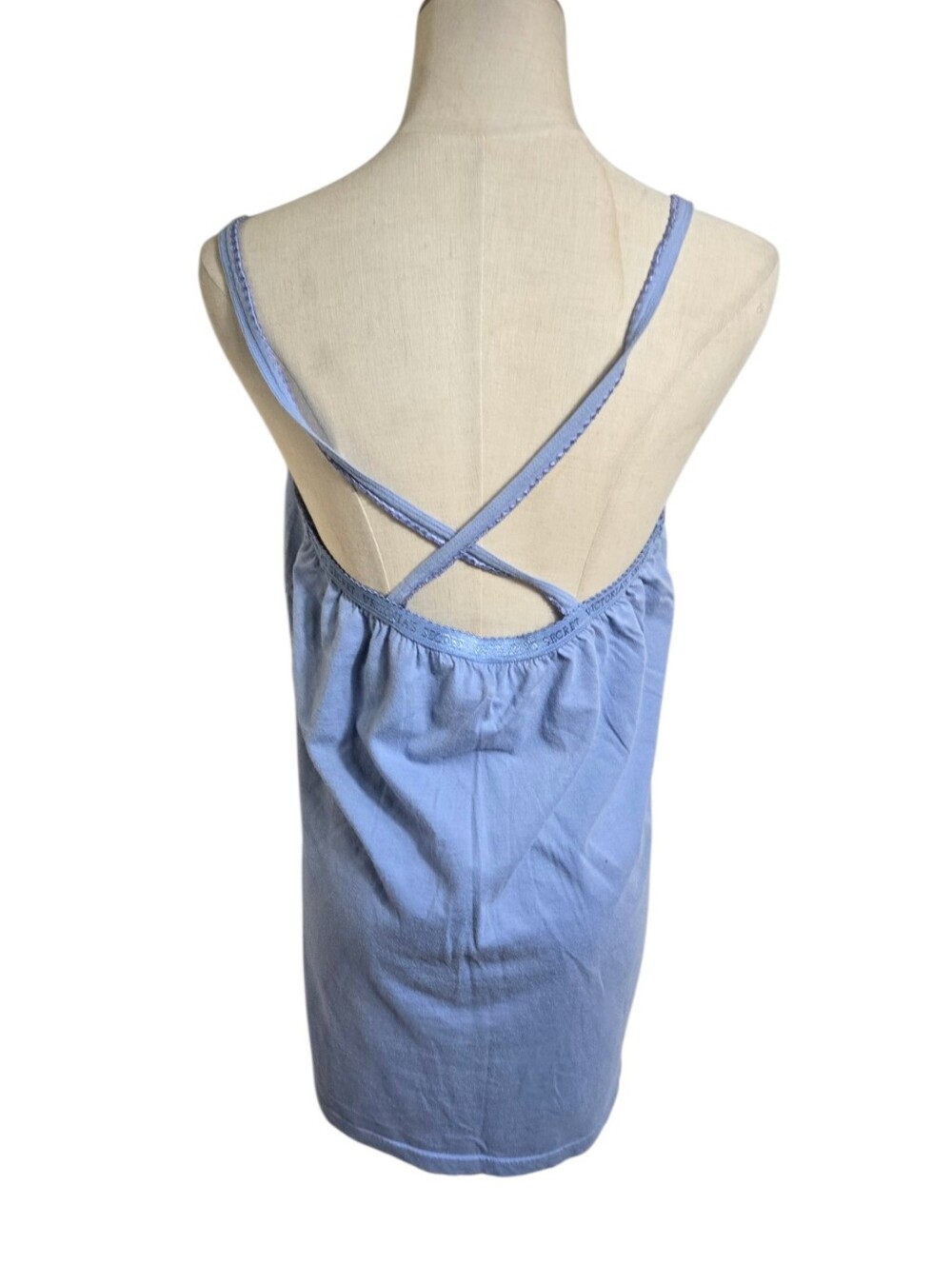 Victoria's Secret Light Blue Embroidered Logo Cotton Y2K Nightie - Picture 4 of 6